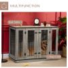 Large Furniture Style Dog Crate with Removable Panel Dark Walnut